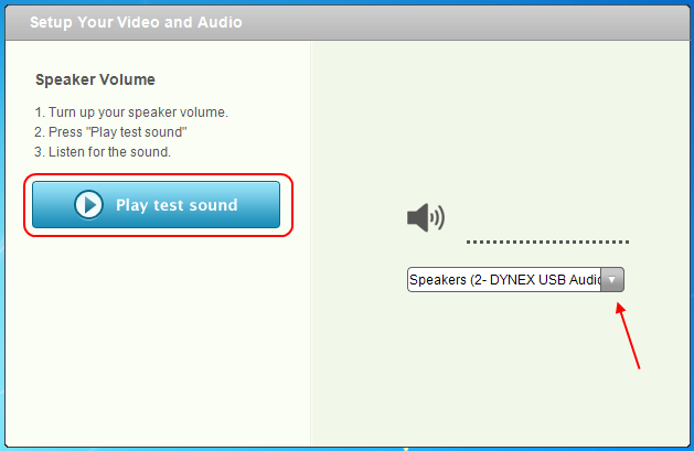 Screencap showing what the speakers calibration window looks like
