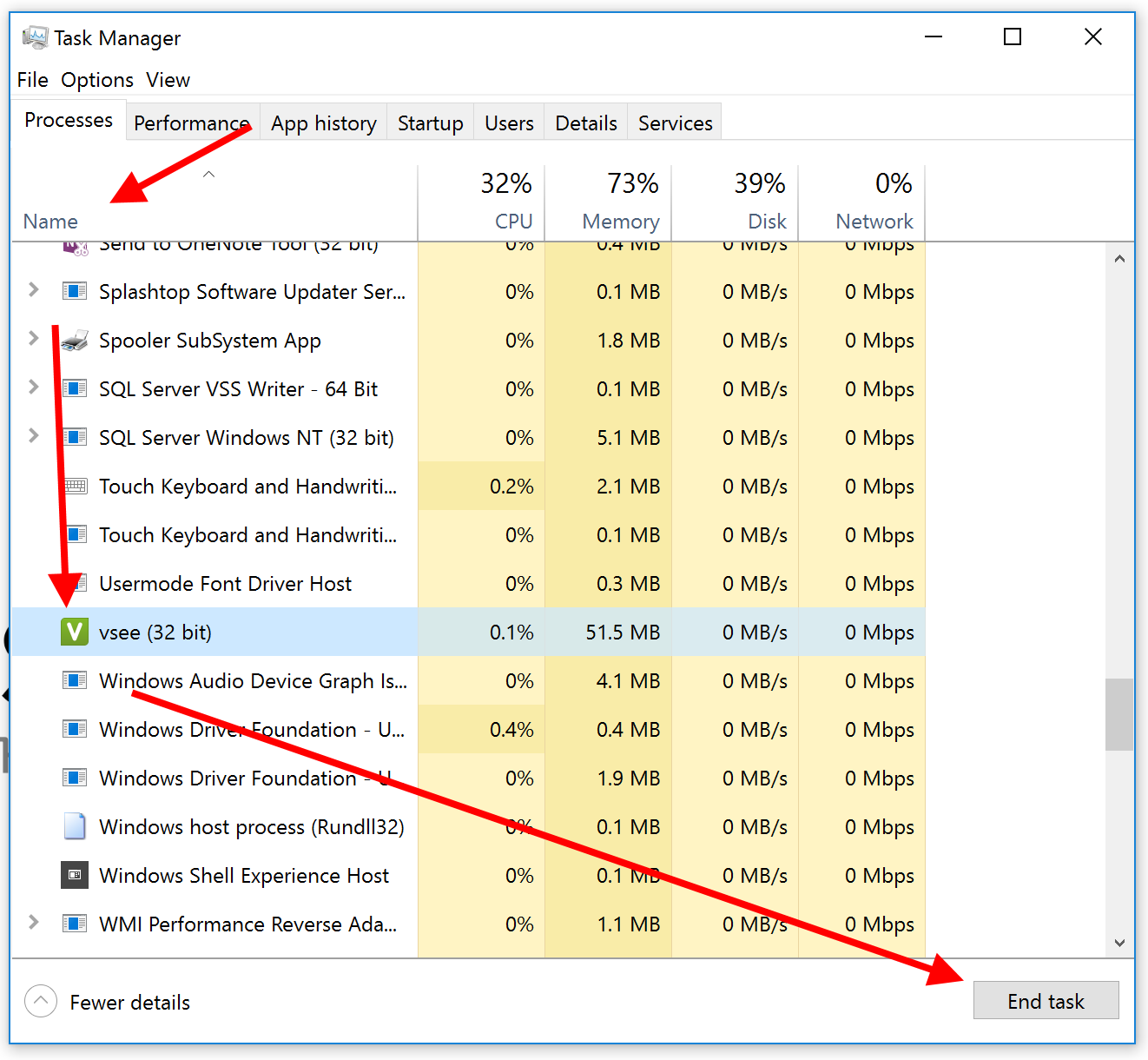 Screencap showing Task Manager
