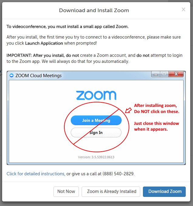 Download and Install Zoom message