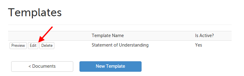 Edit button for a given template